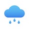 Basic weather icon of cloud and rain drops with gradient. Flat clipart for apps, web, stickers.