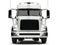 Basic white modern semi trailer truck - front view closeup shot