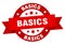 basics round ribbon isolated label. basics sign.
