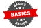 basics sign. basics round isolated ribbon label.