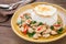 Basil fried rice with chicken and fried egg (Pad kra prao kai),