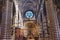 Basilica Altar Nave Rose Window Stained Glass Cathedral Church Siena Italy.