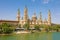 Basilica Cathedral of Our Lady of Pillar and Ebro River in Zaragoza, Aragon, Spain