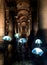 Basilica Cistern Ancient Columns and Modern Jellyfish in Istanbul, Turkey.