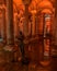 Basilica Cistern Ancient Columns and Modern Sculptures in Istanbul, Turkey.