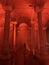 Basilica Cistern with red ambient lights. AKA Yerebatan Sarnici. Landmarks of Istanbul. Istanbul, Turkey, August 6 2022.