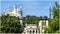 Basilica Notre Dame of Fourviere, Metallic Tower and Cathedral Saint Jean Baptiste in Lyon, France.