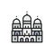 Basilica of the Sacred Heart, landmark of Paris, France flat color line icon.
