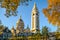 The Basilica of the Sacred Heart of Paris at sunrise in autumn