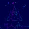 Basilica of the Sacred Heart of Paris Vector Line Icon, Illustration on a Dark Blue Background. Related Bottom Border