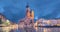 Basilica of Saint Mary at dusk in Krakow, Poland