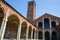 The Basilica of Sant Ambrogio , horizontal view left part of the church