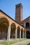 The Basilica of Sant Ambrogio ,vertical view left part of the church