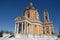 Basilica of Superga with snow and sun