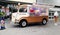 Basingstoke, UK - August 17 2017: Mobile ice cream van or truck, parked in a city center indoor mall