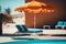 Bask in the Sun: Sun Loungers and Umbrellas at a Modern Hotel Pool - Generative AI