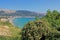 Baska, island Krk, panorama from phenomenal Zarok - sandy & rocks area, Adriatic coast, Croatia