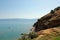 Baska, island Krk, panorama from phenomenal Zarok - sandy & rocks area, Adriatic coast, Croatia