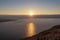 Baska - Panoramic view of sunrise over karst mountains along idyllic hiking trail near coastal town Baska, Krk Otok