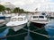 Baska Voda, Dalmatia, Croatia - July 19, 2021: Rainbow over the city. View of the promenade, marina and Biokovo Mountains