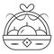 Basket with apples thin line icon, chinese mid autumn festival concept, harvest sign on white background, fruit basket