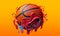 Basket ball melting background. Orange minimal background.Sport concept wallpaper.