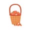 Basket berry illustration. Cute basket with strawberry isolated graphic element on white. Hand drawn summer organic