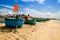 Basket boats idle on the beach at Phuoc Hai village, Ba Ria Vung Tau province, Vietnam