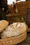 Basket bread baked in the oven fresh bread piece traditional craft baker