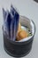 Basket with bread and breadsticks typically used in restaurants on the customers` table