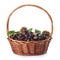 Basket with chestnuts isolated on a white background