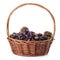 Basket with chestnuts isolated on a white background