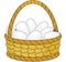 Basket with chicken eggs