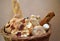 Basket of delicious special breads