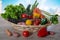 Basket with the different seasonal vegetables