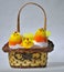 Basket with easter chicken toys