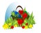 Basket with easter eggs, cdr vector