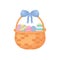 Basket with Easter eggs. Festive Easter illustration depicting a wicker basket with colorful Easter eggs. Vector