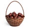 Basket filled chocolate eggs. Easter 3D, isolated