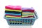 Basket filled with colorful folded laundry