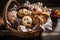 basket filled with gluten-free and vegan muffins, cookies, scones, and cakes