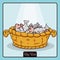 Basket with Fishes for Multiplication Miracle of Jesus, Vector Illustration