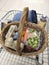 Basket of food inside supermarket trolley UK