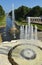 Basket Fountain and Samson Fountain, which has become symbol of Peterhof, in Lower Park, Saint Petersburg