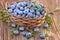 Basket with fresh blueberry