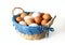 Basket with fresh eggs