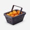 Basket of fresh oranges or tangerines simple 3d render illustration on white background. Minimal concept. Isolated object with