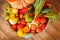 Basket with fresh organic vegetables