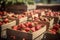 Basket fresh strawberries garden. Generate Ai
