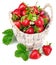 Basket fresh strawberry with green leaf and flower